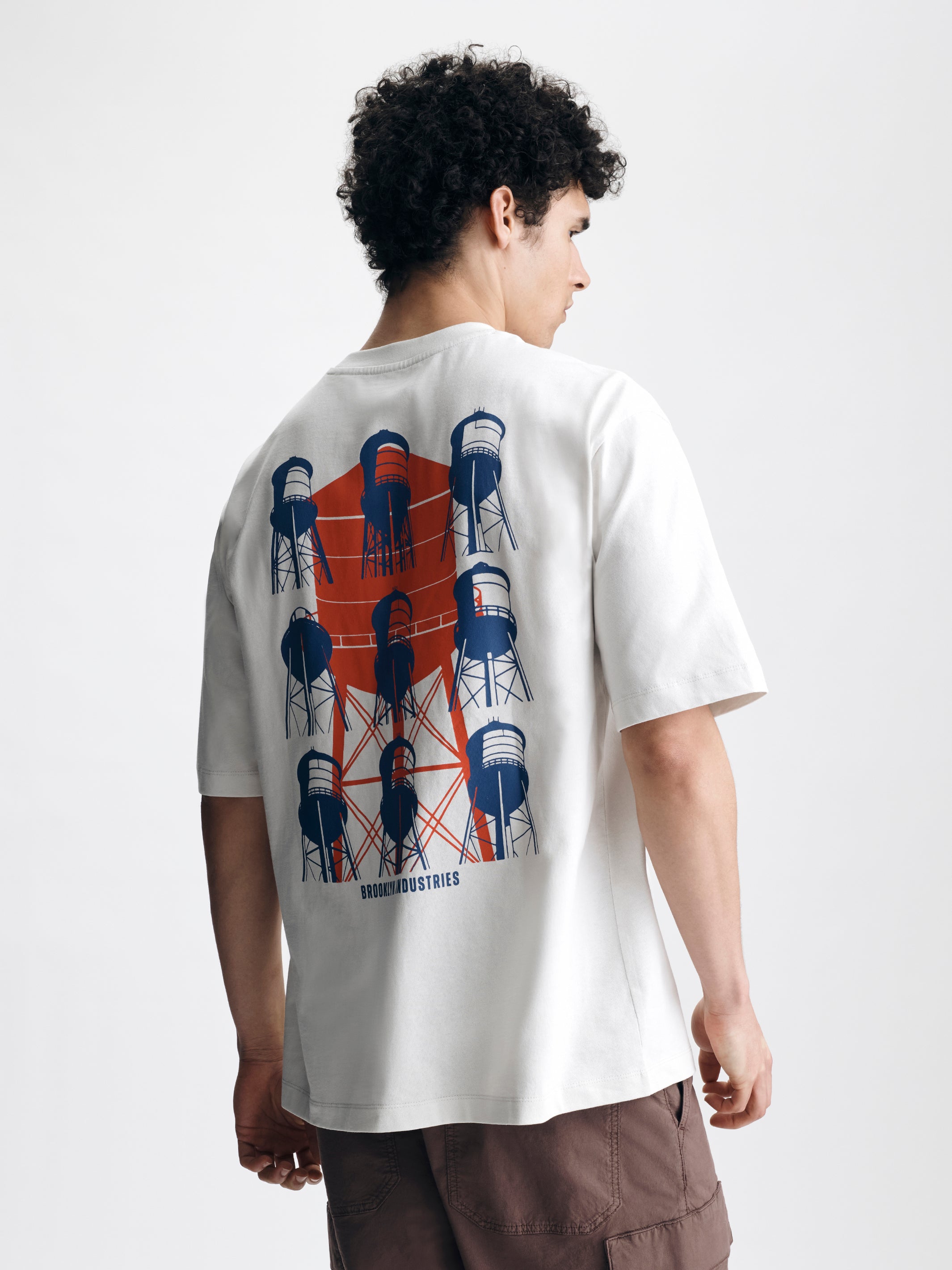 Men's Water Tower T-Shirt in White Onyx - BROOKLYN INDUSTRIES