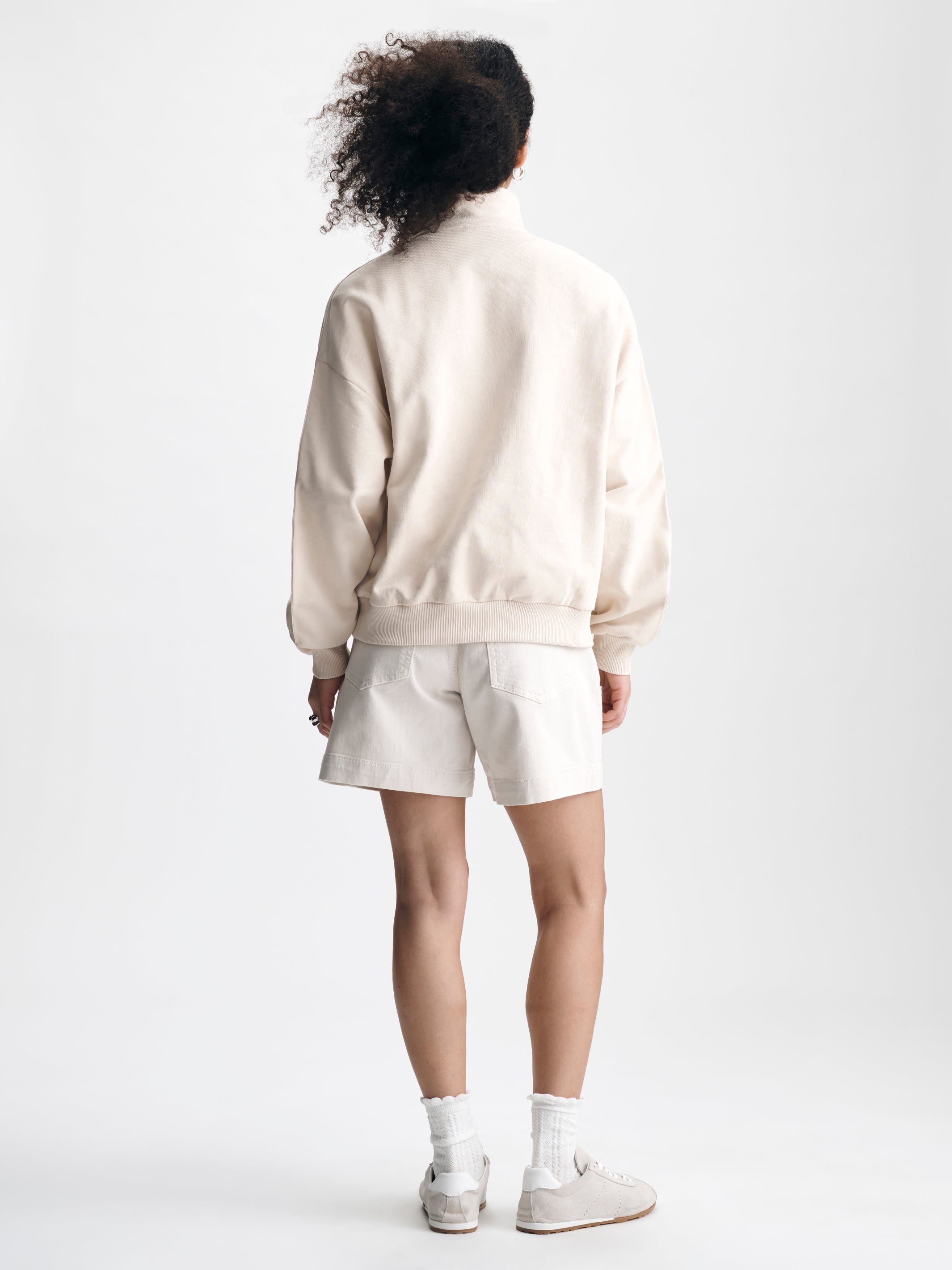 Women's Brooklyn Half Zip Sweatshirt in Sandshell - BROOKLYN INDUSTRIES