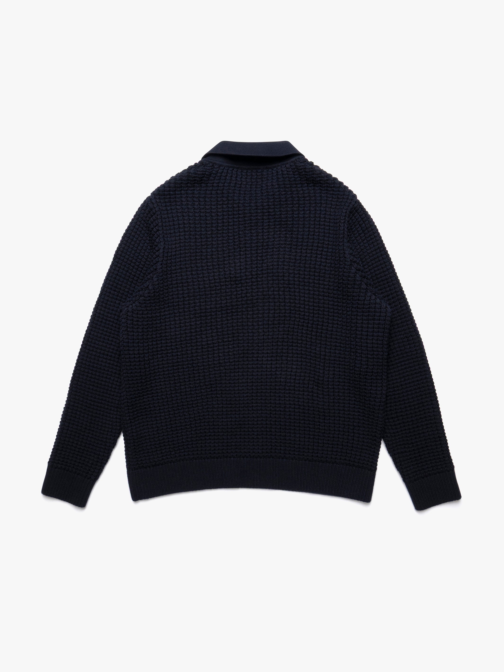 Men's Polo Sweater in Total Eclipse - BROOKLYN INDUSTRIES