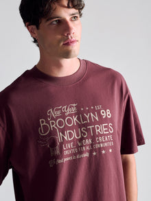 Men's BKI 1998 T-Shirt In Red Mahogany - BROOKLYN INDUSTRIES