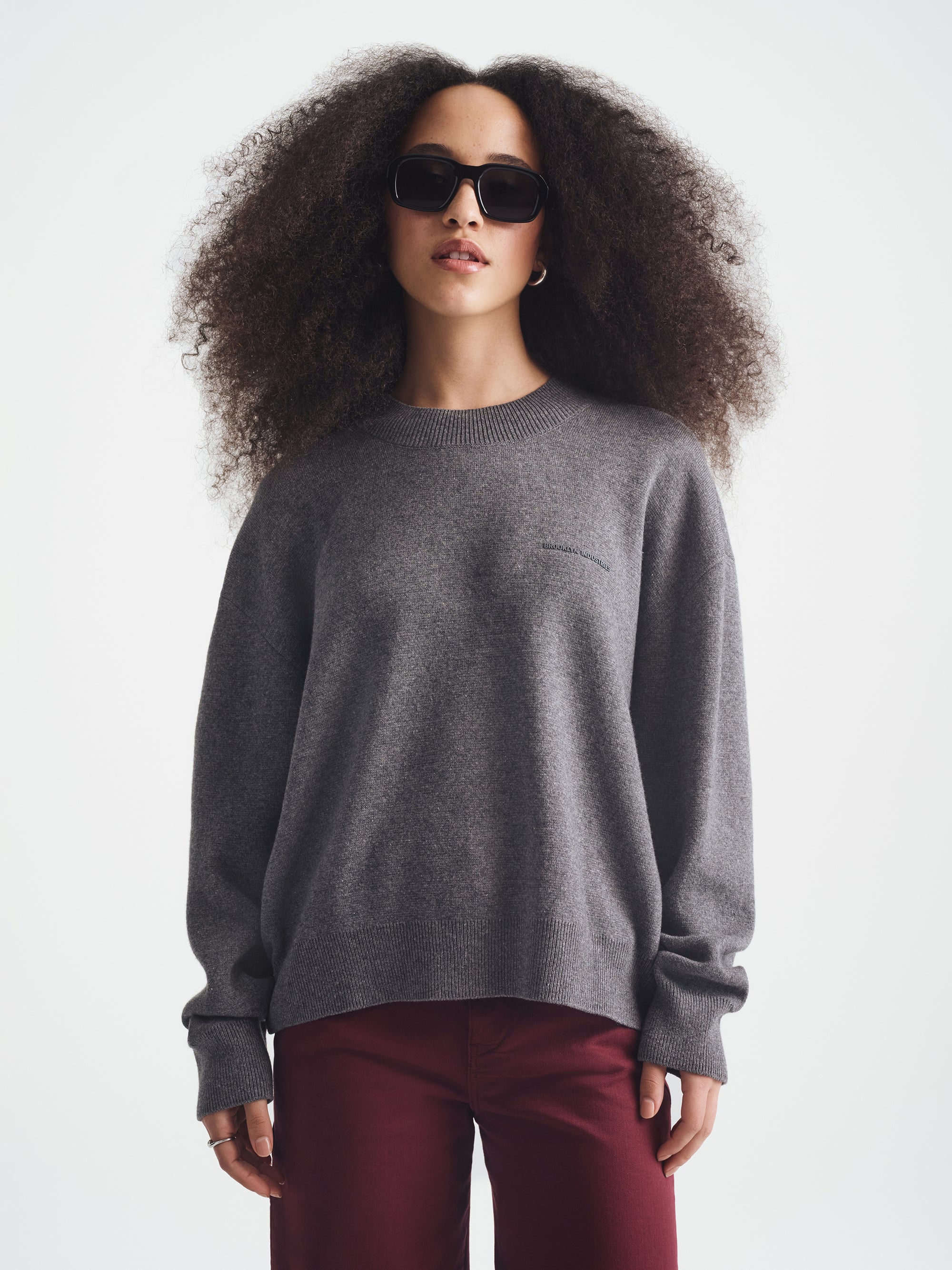 Women's Brooklyn Waffle Sweater in Dark Grey Melange