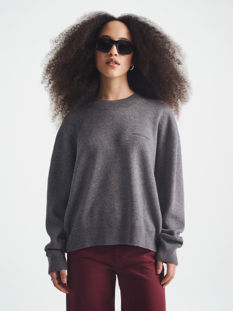 Women's Brooklyn Waffle Sweater in Dark Grey Melange
