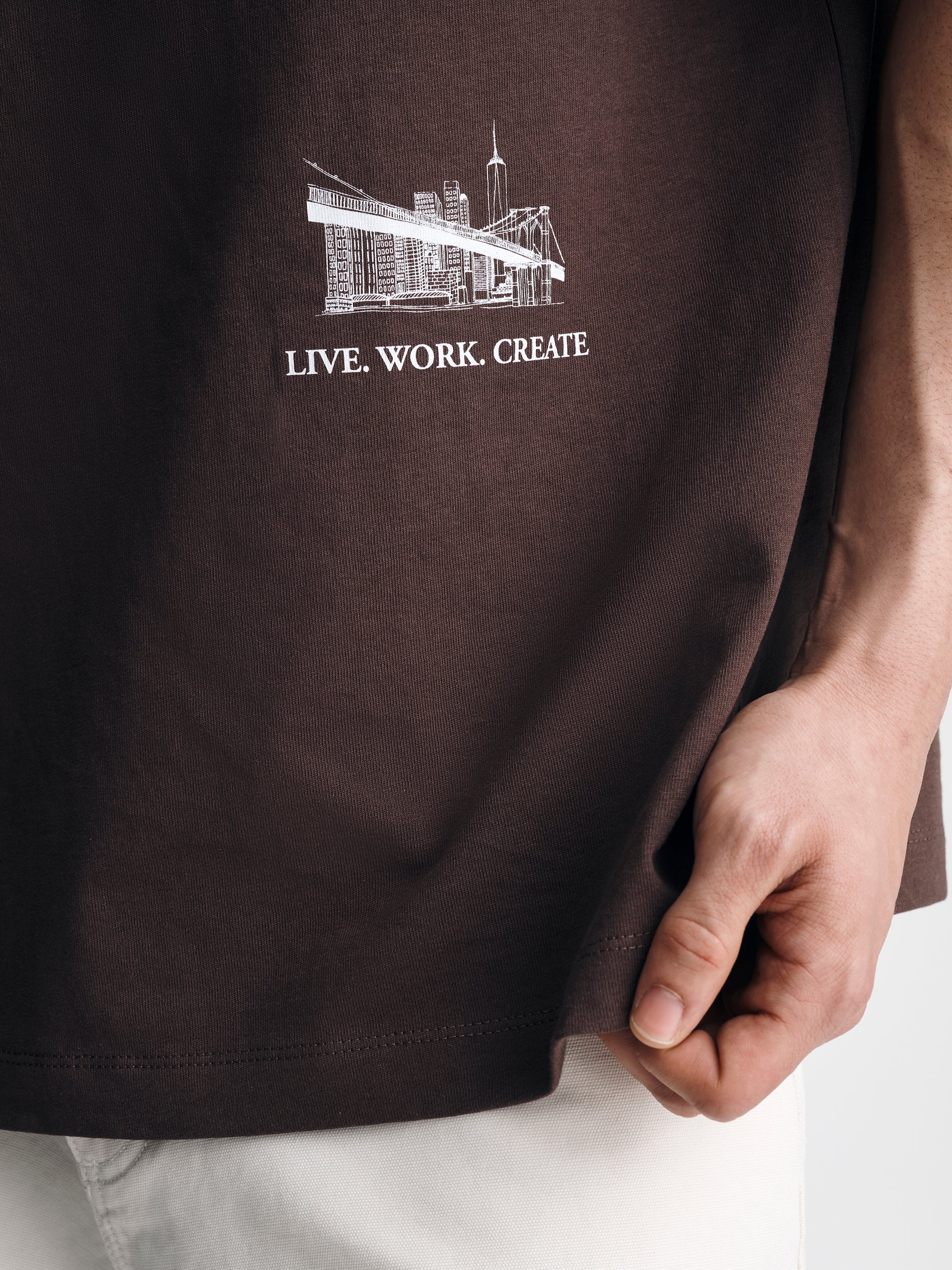 Men's Brooklyn Bridge Pocket T-Shirt in French Roast - BROOKLYN INDUSTRIES