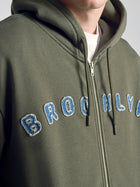 Men's Logo Zip Up Sweatshirt In Sage - BROOKLYN INDUSTRIES