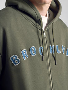 Men's Logo Zip Up Sweatshirt In Sage - BROOKLYN INDUSTRIES