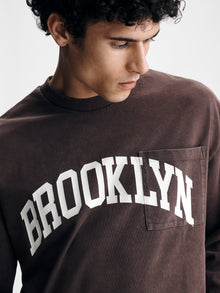 Men's Brooklyn Long Sleeve Pocket T-Shirt in French Roast - BROOKLYN INDUSTRIES