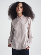 Women's Long Sleeve Shirt in Burgundy Striped