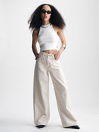Women's Morgan Wide Leg Jeans in Light Cream Colored Denim - BROOKLYN INDUSTRIES