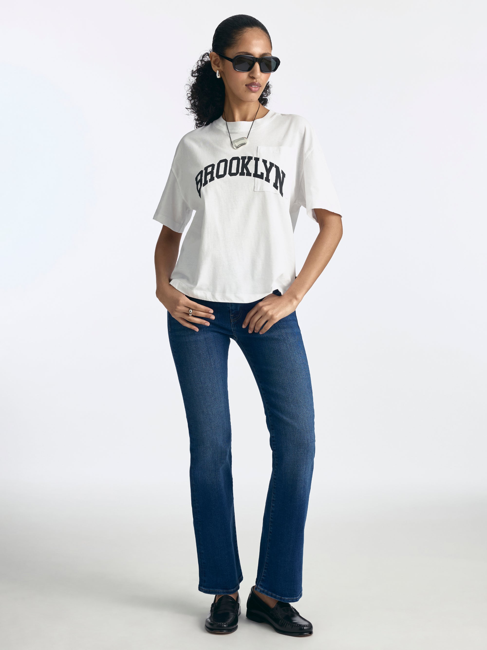 Women's Brooklyn Pocket T-Shirt in White - BROOKLYN INDUSTRIES
