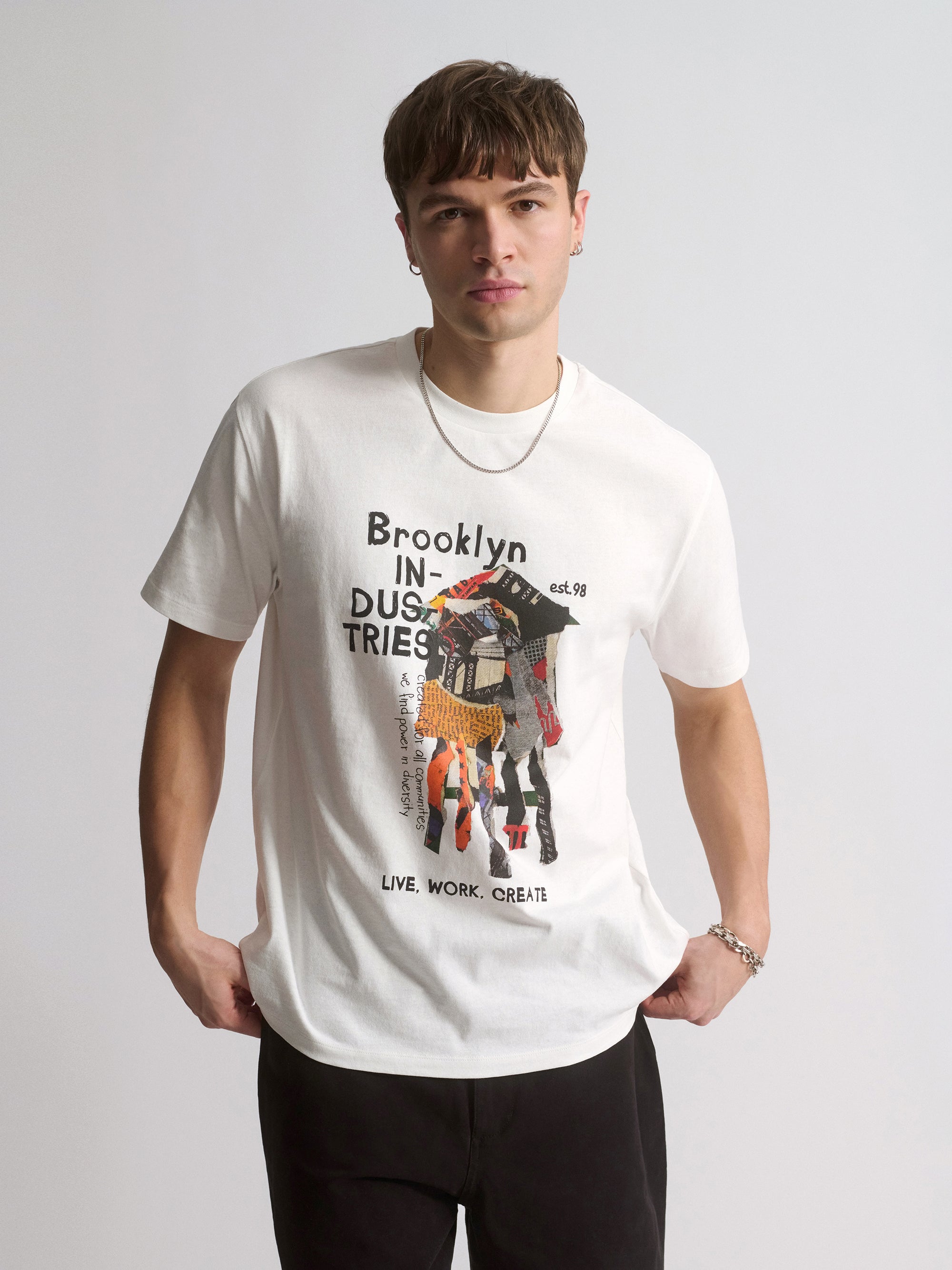 Men's Brooklyn Water Tower T-Shirt In Antique White - BROOKLYN INDUSTRIES