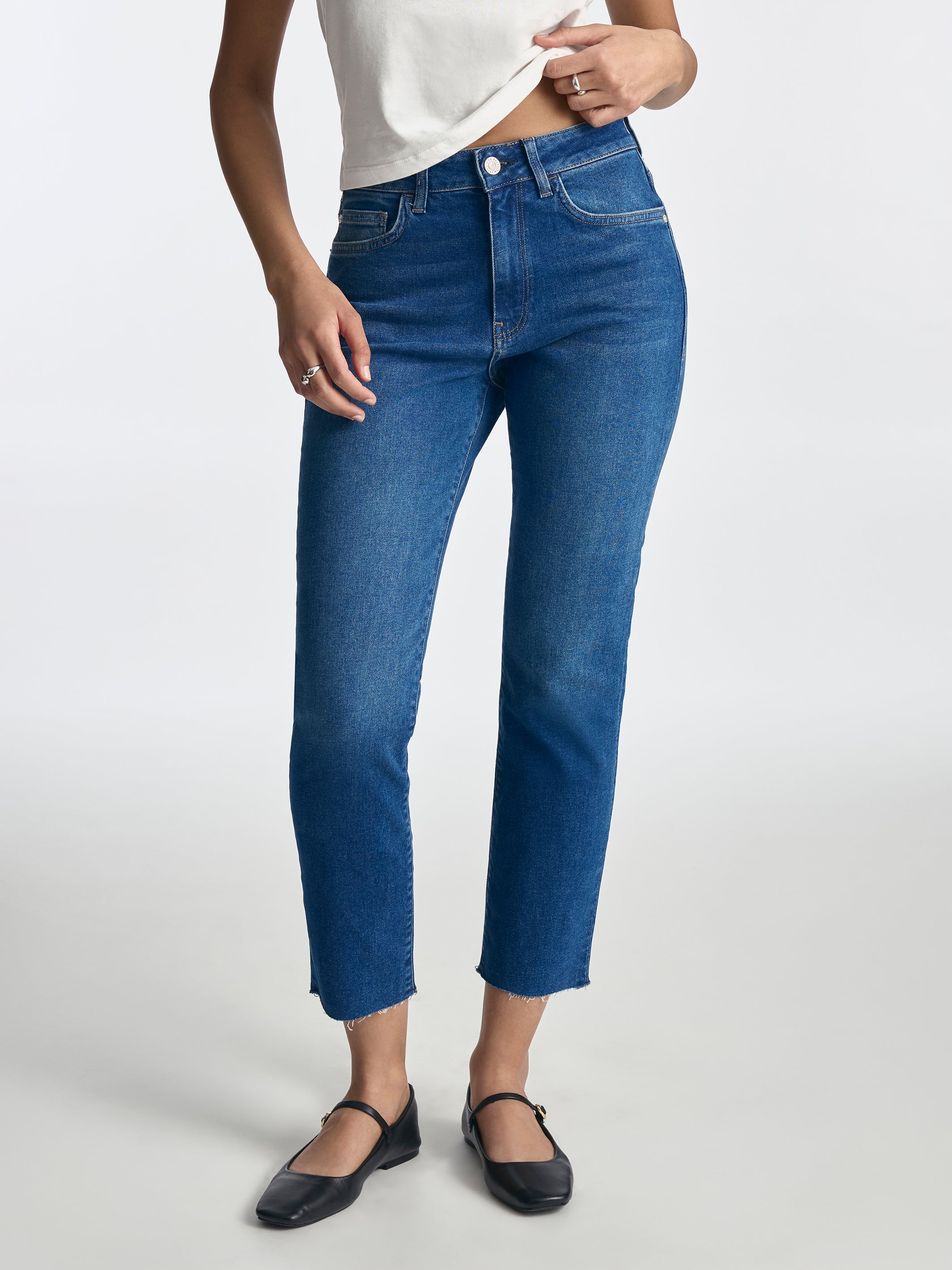 Brooklyn Industries Women's Court High Rise Cropped Straight Leg Jeans