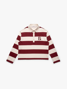 Women's Brooklyn Long Sleeve Striped Rugby T-Shirt in Biking Red Striped