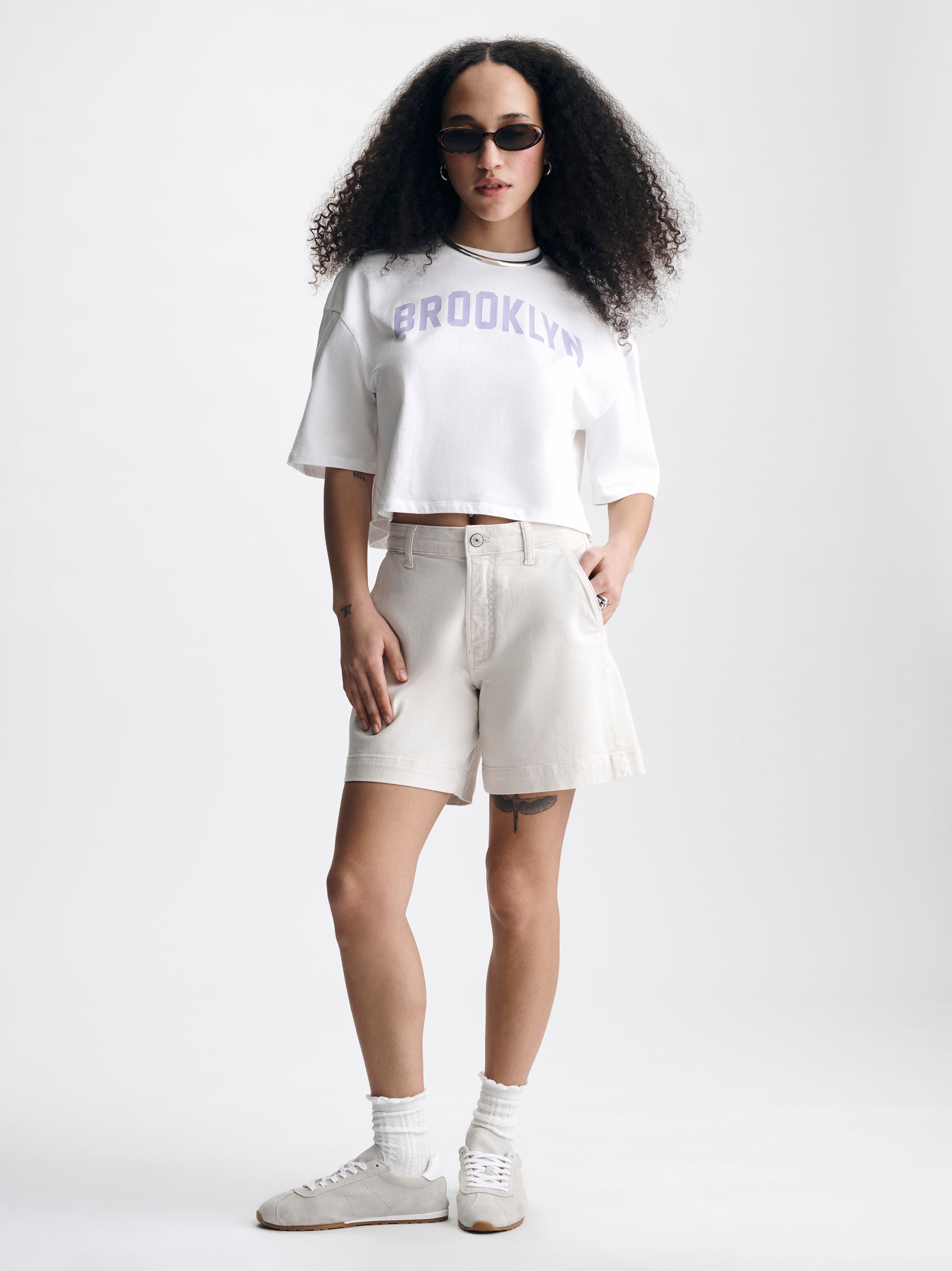Women's Cropped Brooklyn T-Shirt in White - BROOKLYN INDUSTRIES
