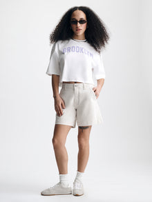 Women's Cropped Brooklyn T-Shirt in White - BROOKLYN INDUSTRIES