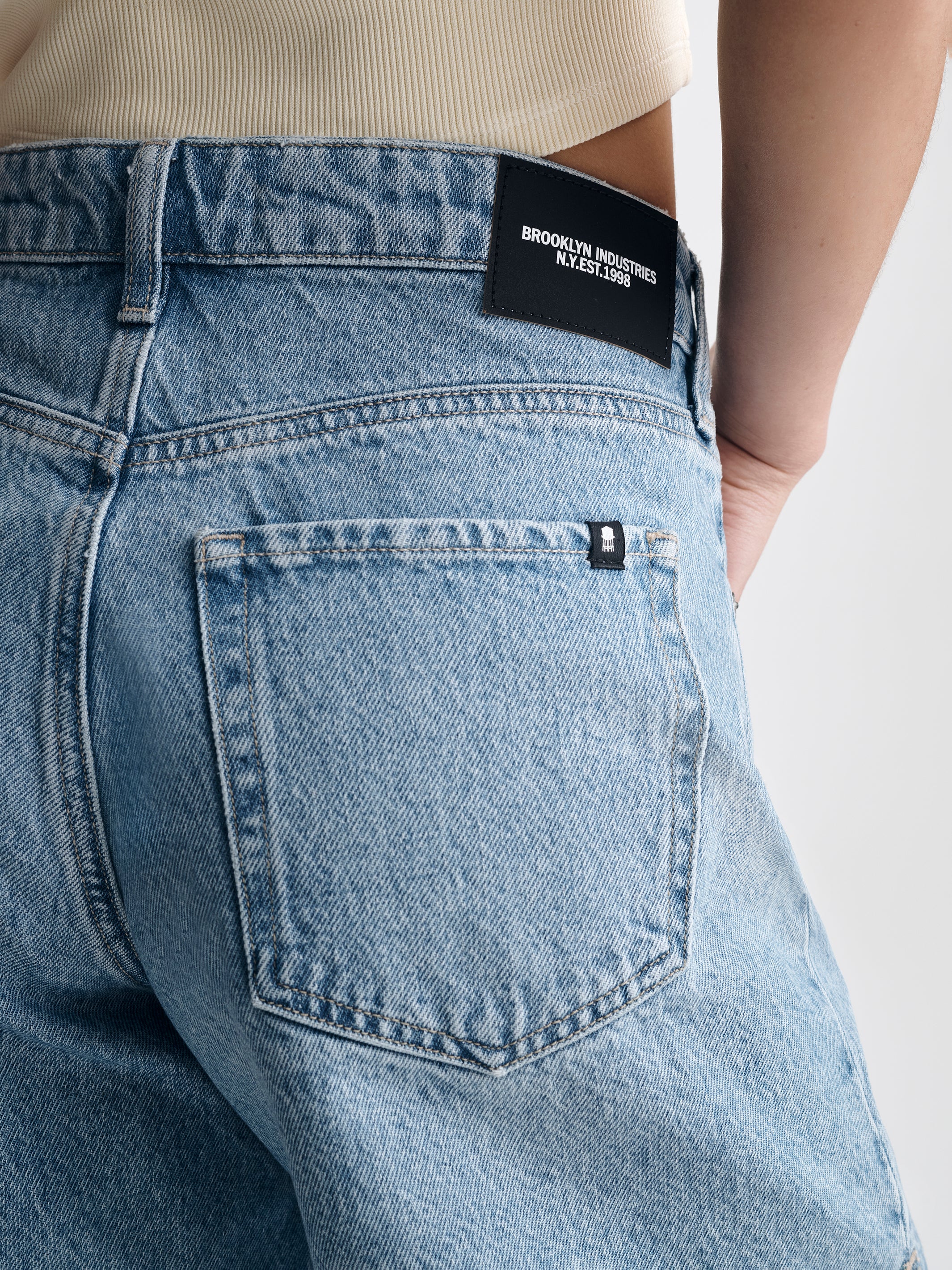 Women's Straight Leg Shorts in Bleached Everyday Denim - BROOKLYN INDUSTRIES