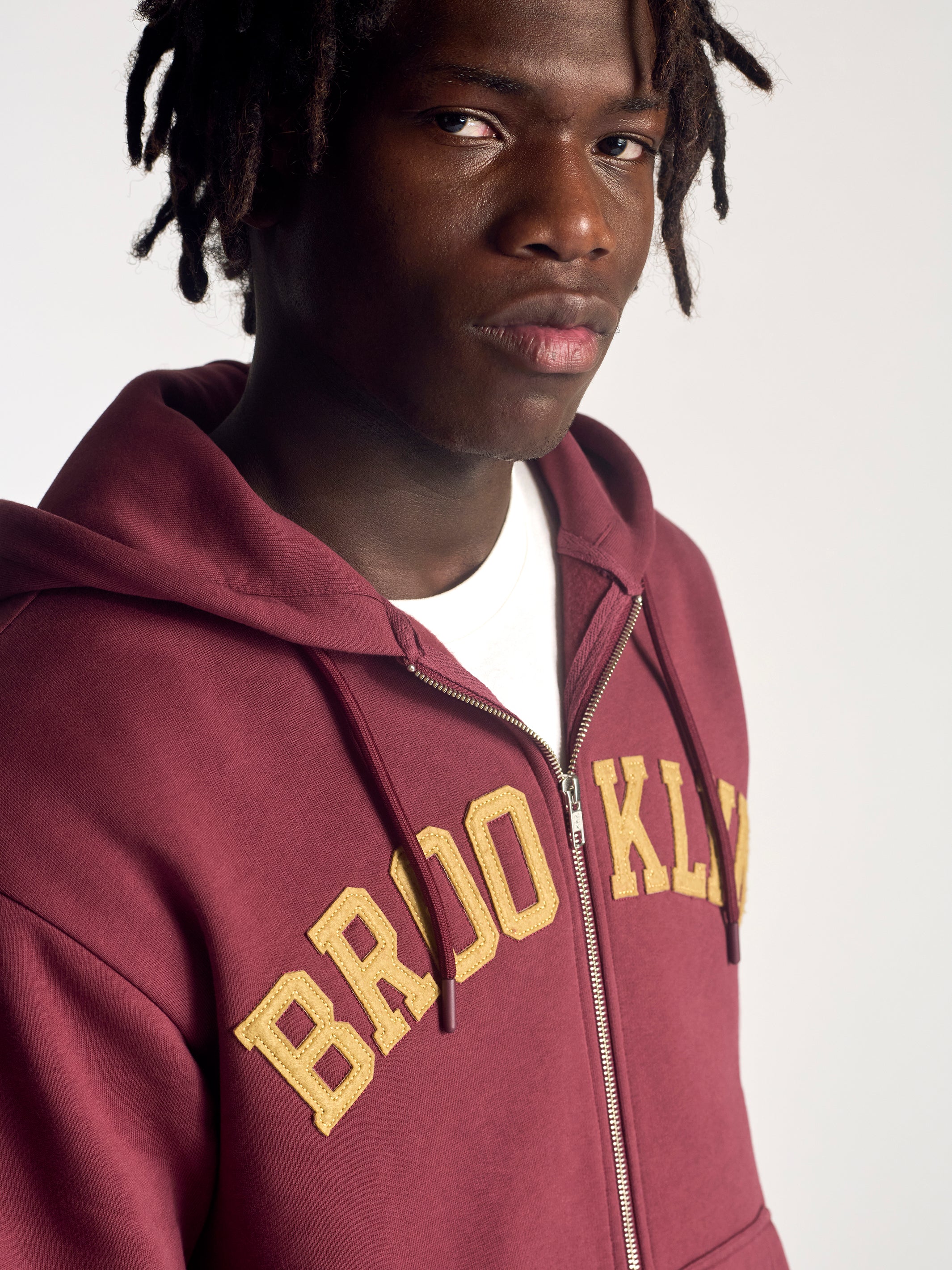 Men's Campus Zip Up Sweatshirt In Brick - BROOKLYN INDUSTRIES