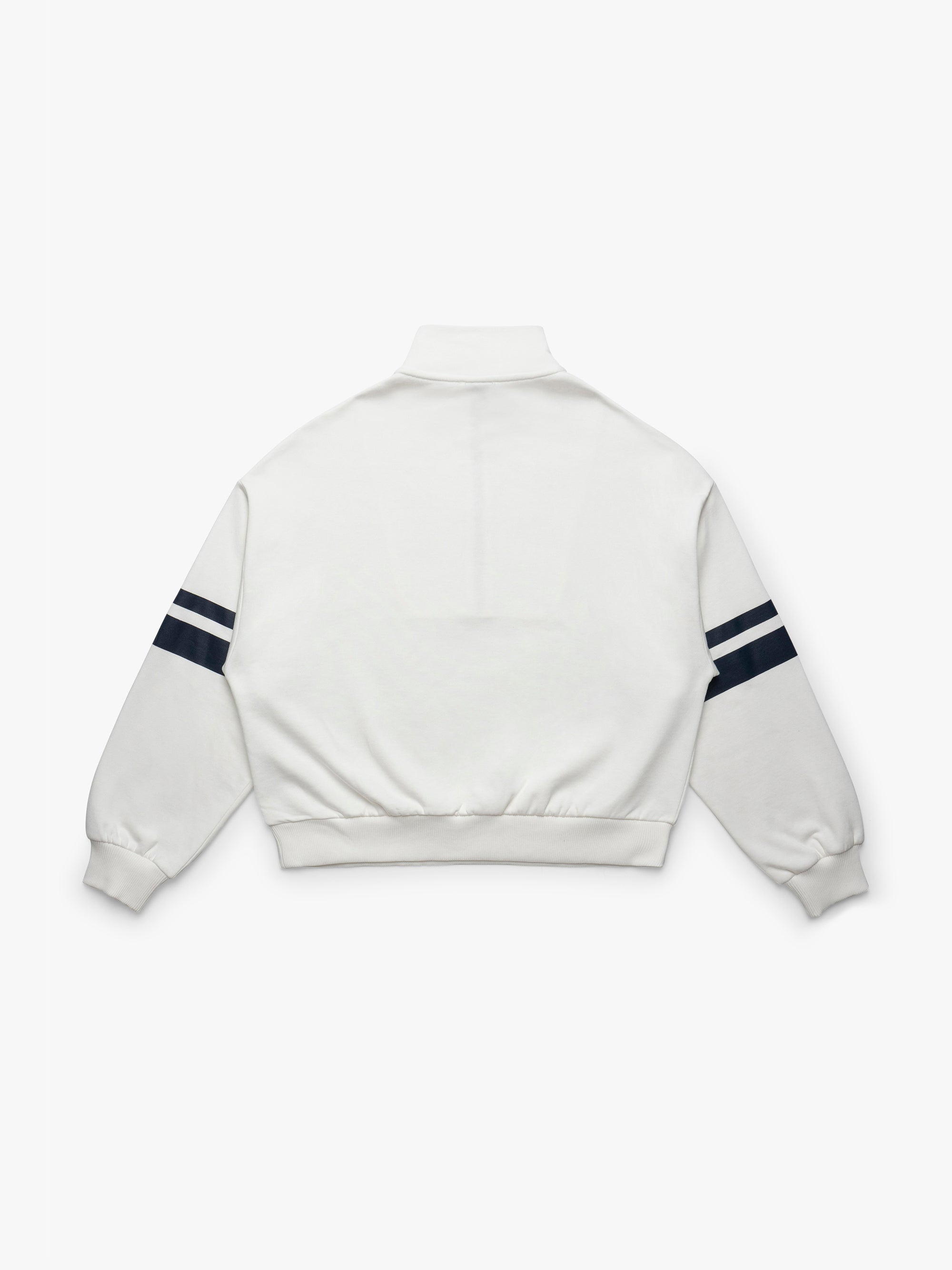 Women's Brooklyn Half Zip Varsity Sweatshirt in Antique White - BROOKLYN INDUSTRIES