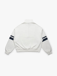 Women's Brooklyn Half Zip Varsity Sweatshirt in Antique White - BROOKLYN INDUSTRIES