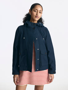 Women's Short Hooded Utility Jacket in Blue Berry - BROOKLYN INDUSTRIES