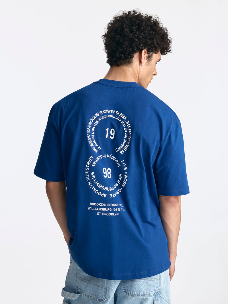 Men's Brooklyn Roots T-Shirt in Navy Peony - BROOKLYN INDUSTRIES