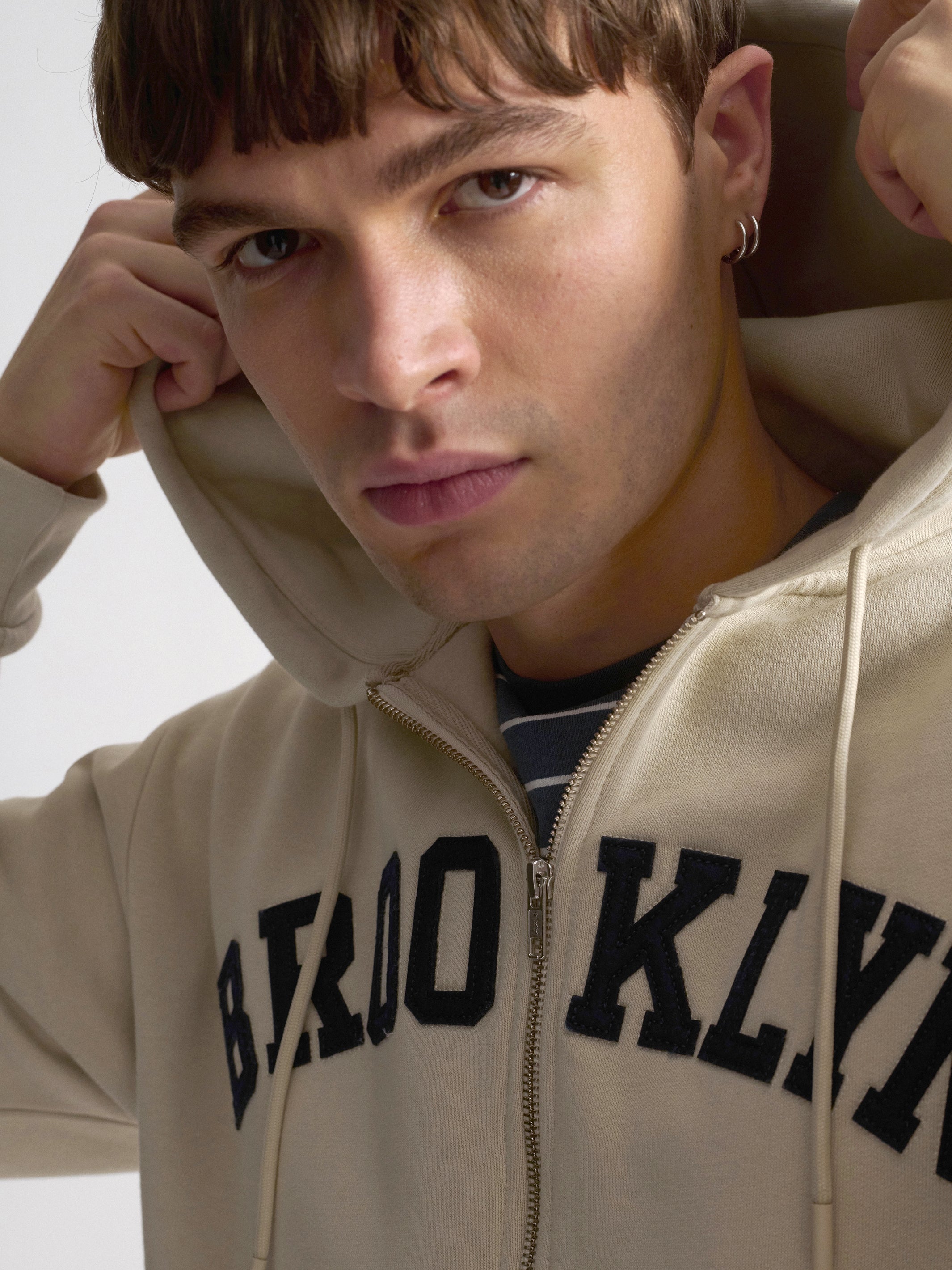 Brooklyn Industries Men's Brooklyn Zip-Up Sweatshirt In Silver Birch