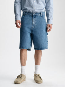Men's Williamsburg Carpenter Shorts in Mid Everyday Denim - BROOKLYN INDUSTRIES