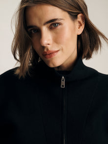 Women's Half Zip Waffle Sweater in Black - BROOKLYN INDUSTRIES