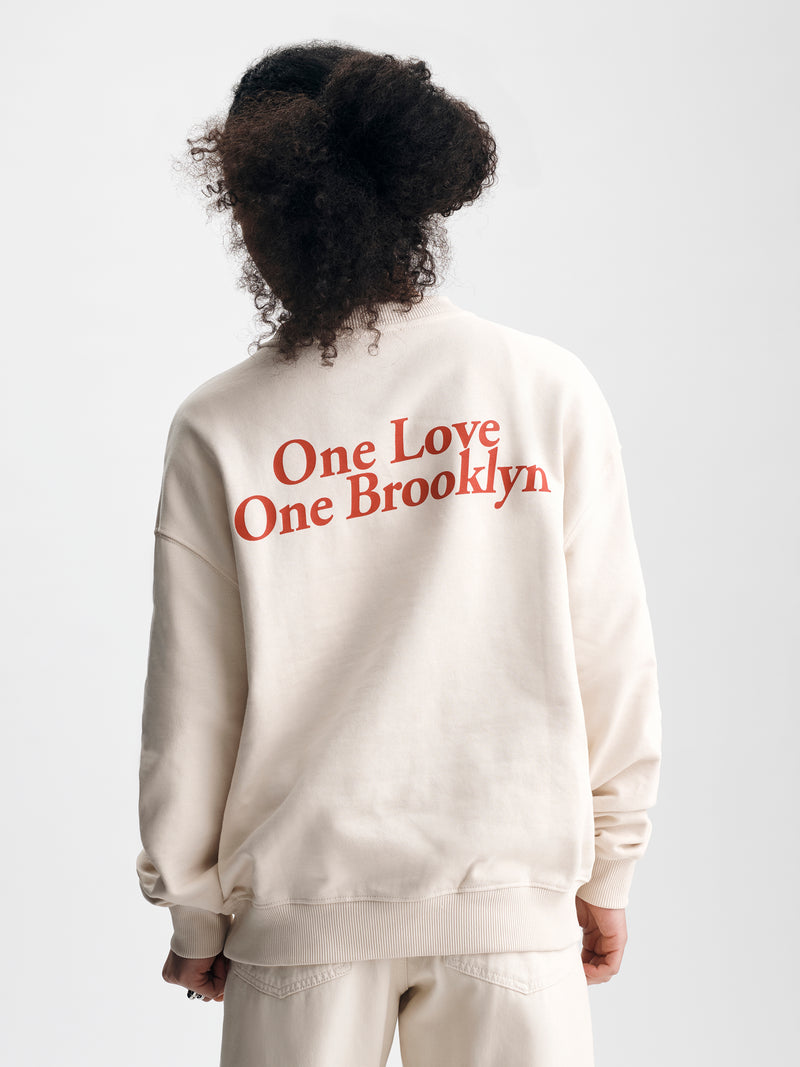 Women's One Love One Brooklyn Sweatshirt in Sandshell - BROOKLYN INDUSTRIES