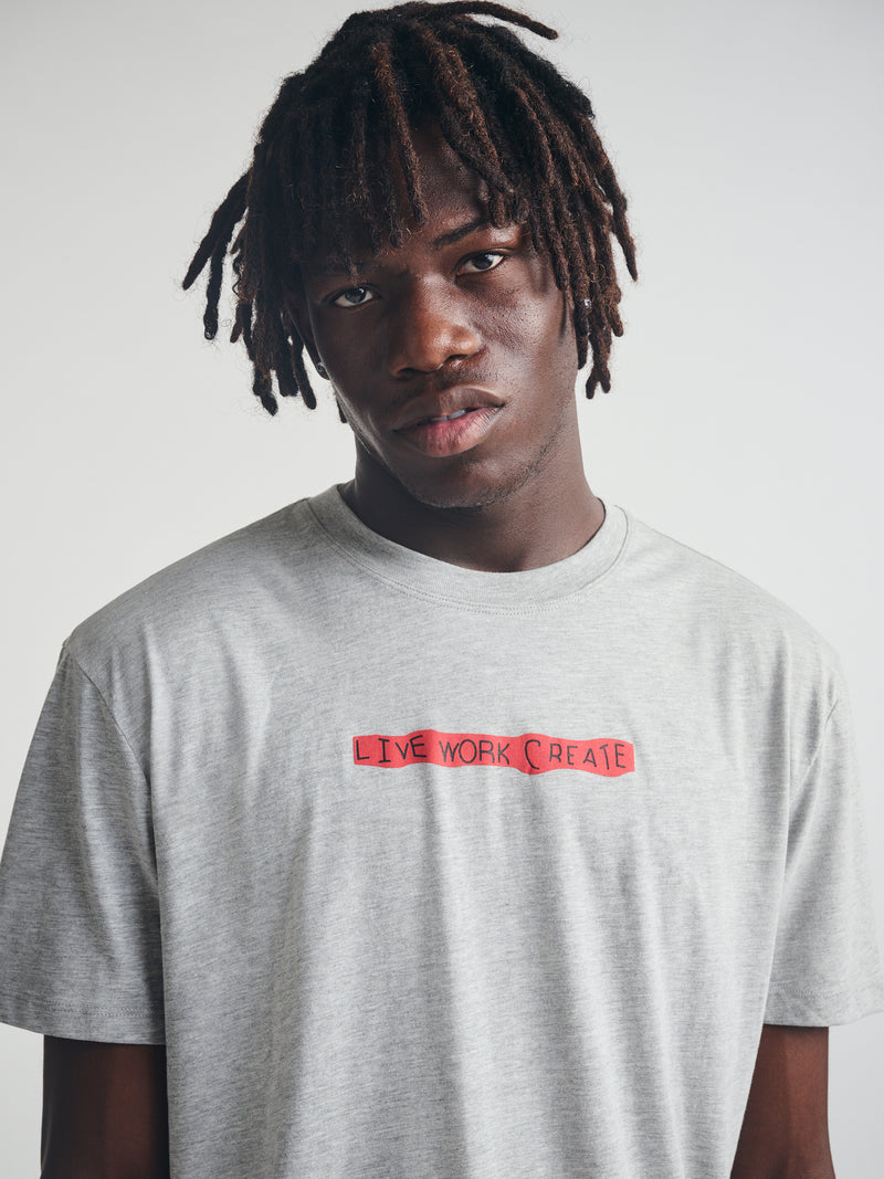 Men's Live Work Create T-Shirt in Mid Grey Melange