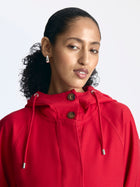 Women's Short Hooded Utility Jacket in Tango Red - BROOKLYN INDUSTRIES