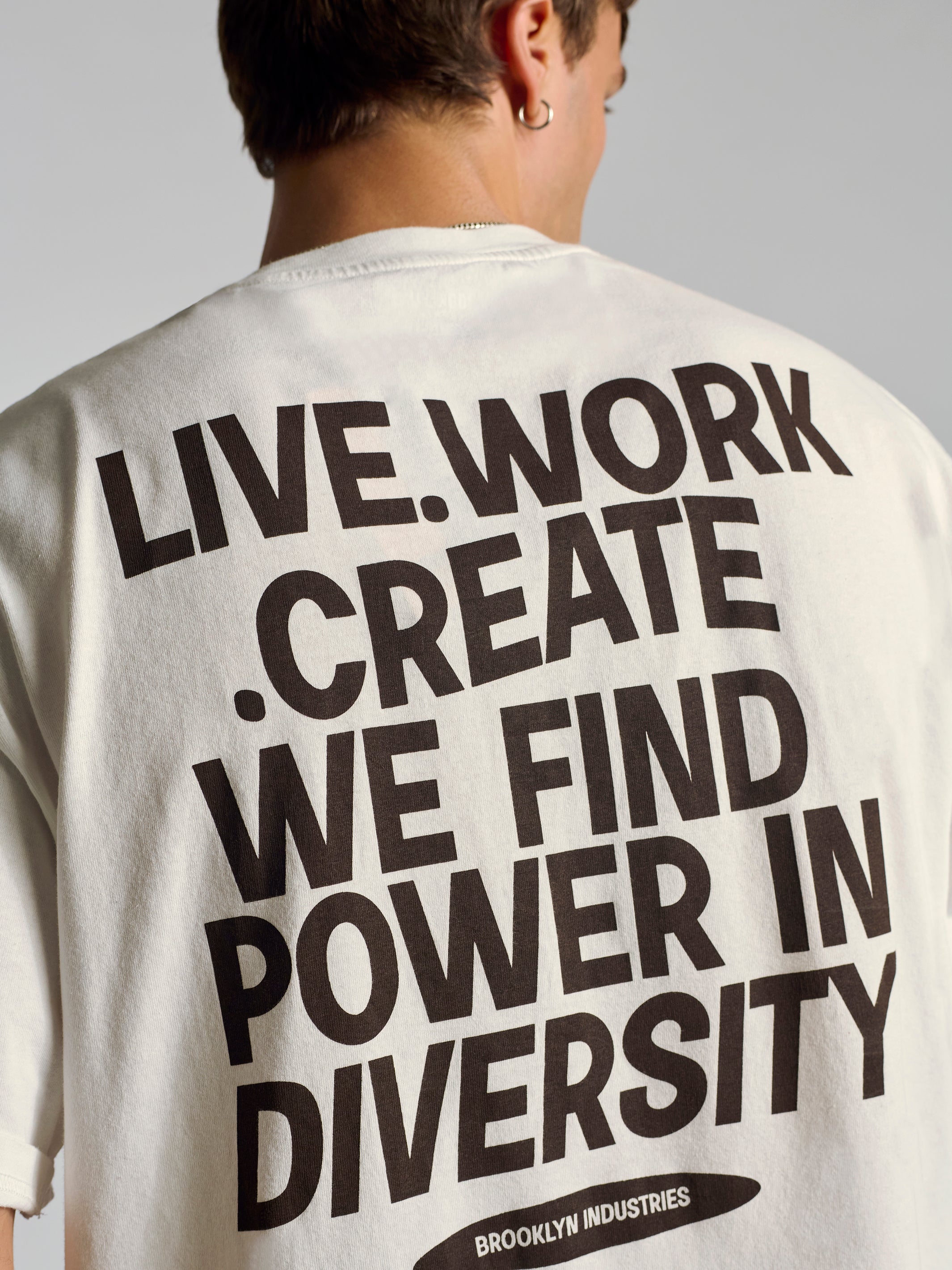 Men's Live Work Create T-Shirt In Antique White - BROOKLYN INDUSTRIES