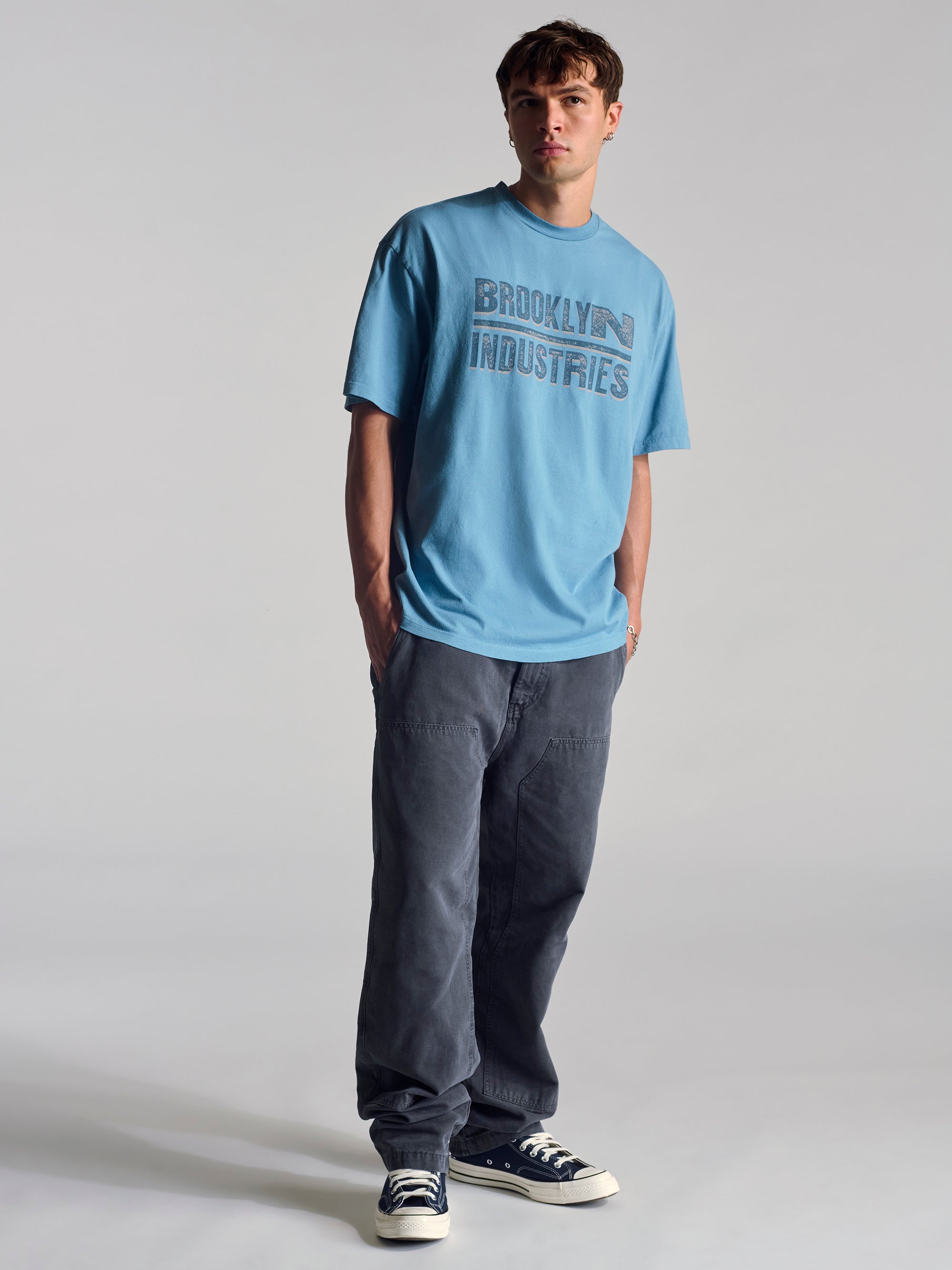 Men's Brooklyn Vintage T-Shirt In Blue Shadow - BROOKLYN INDUSTRIES