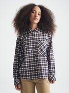 Women's Long Sleeve Plaid Shirt in Navy Check - BROOKLYN INDUSTRIES
