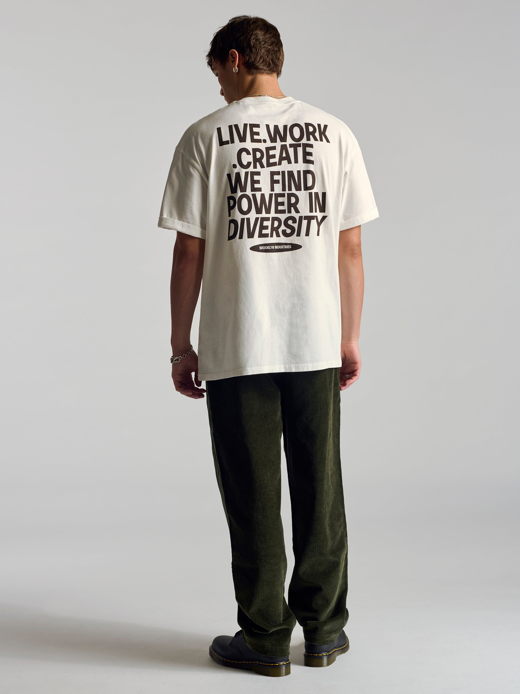 Men's Live Work Create T-Shirt In Antique White - BROOKLYN INDUSTRIES