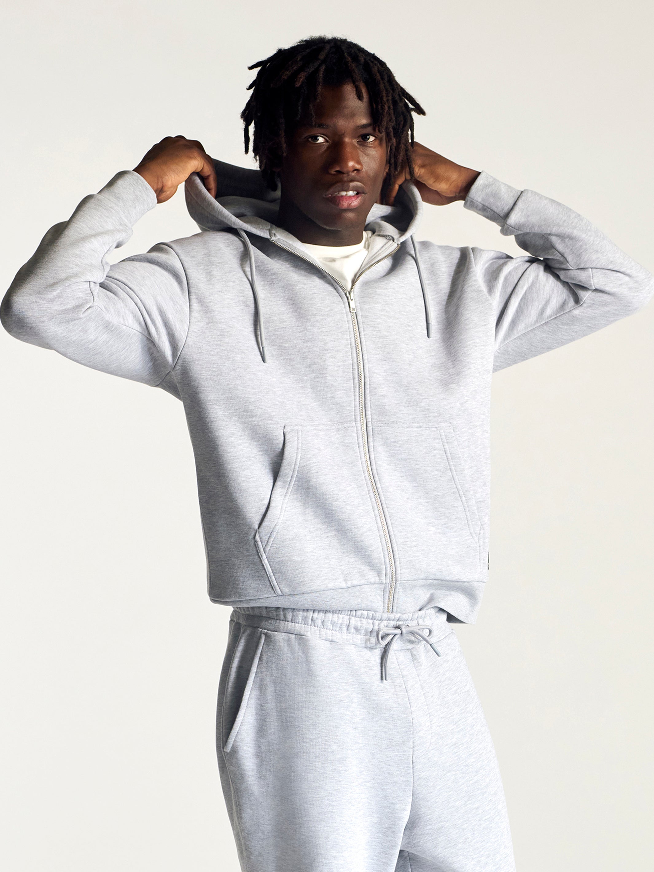 Men's Montrose Zip Up Hooded Sweatshirt In Grey Melange - BROOKLYN INDUSTRIES