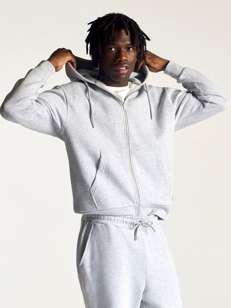 Men's Montrose Zip Up Hooded Sweatshirt In Grey Melange | Brooklyn