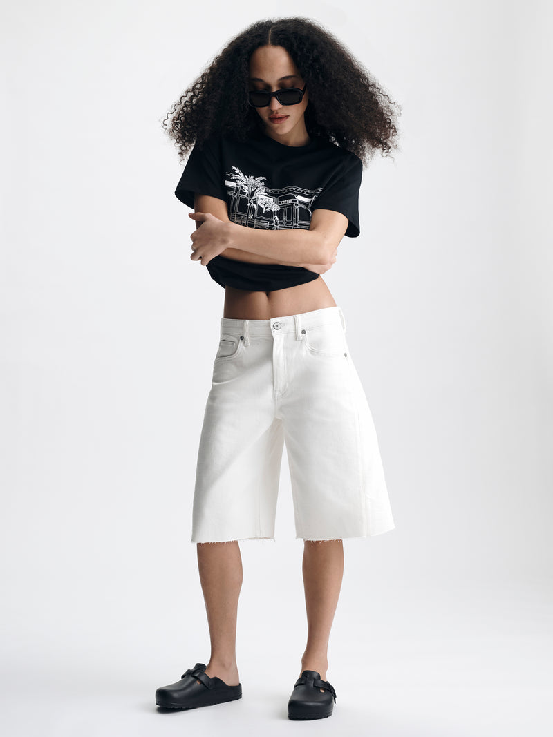 Women's Barrel Shorts in Off White Everyday Denim - BROOKLYN INDUSTRIES