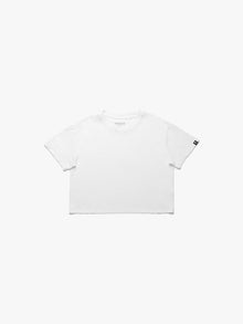 Women's Nassau Crew Neck Crop T-Shirt in White - BROOKLYN INDUSTRIES