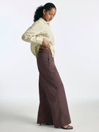 Women's Lorimer Wide Leg Chino Pants in French Roast Colored Papertouch - BROOKLYN INDUSTRIES