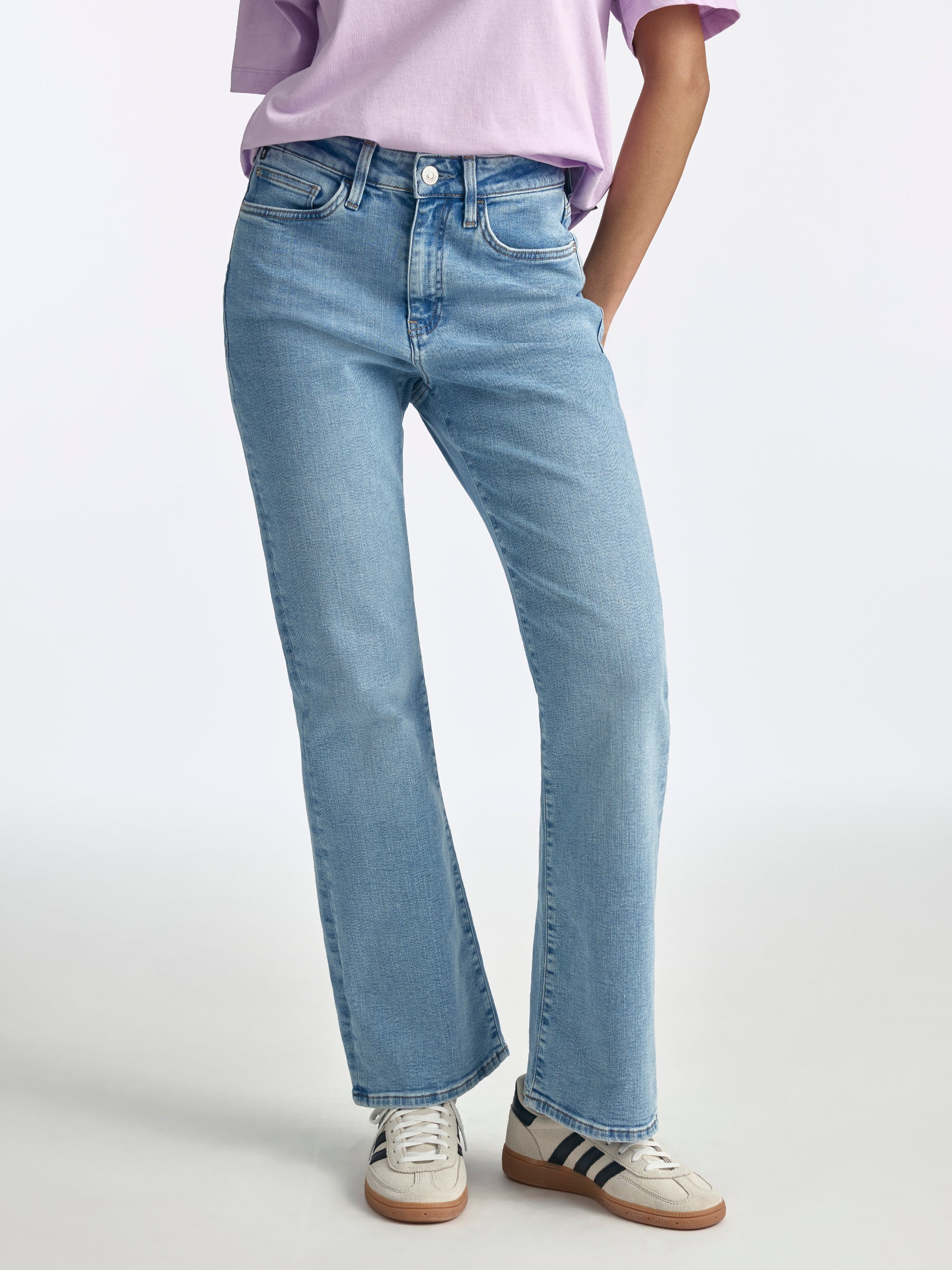 Maple High Rise Bootcut Jeans in Light Brushed Denim - BROOKLYN INDUSTRIES