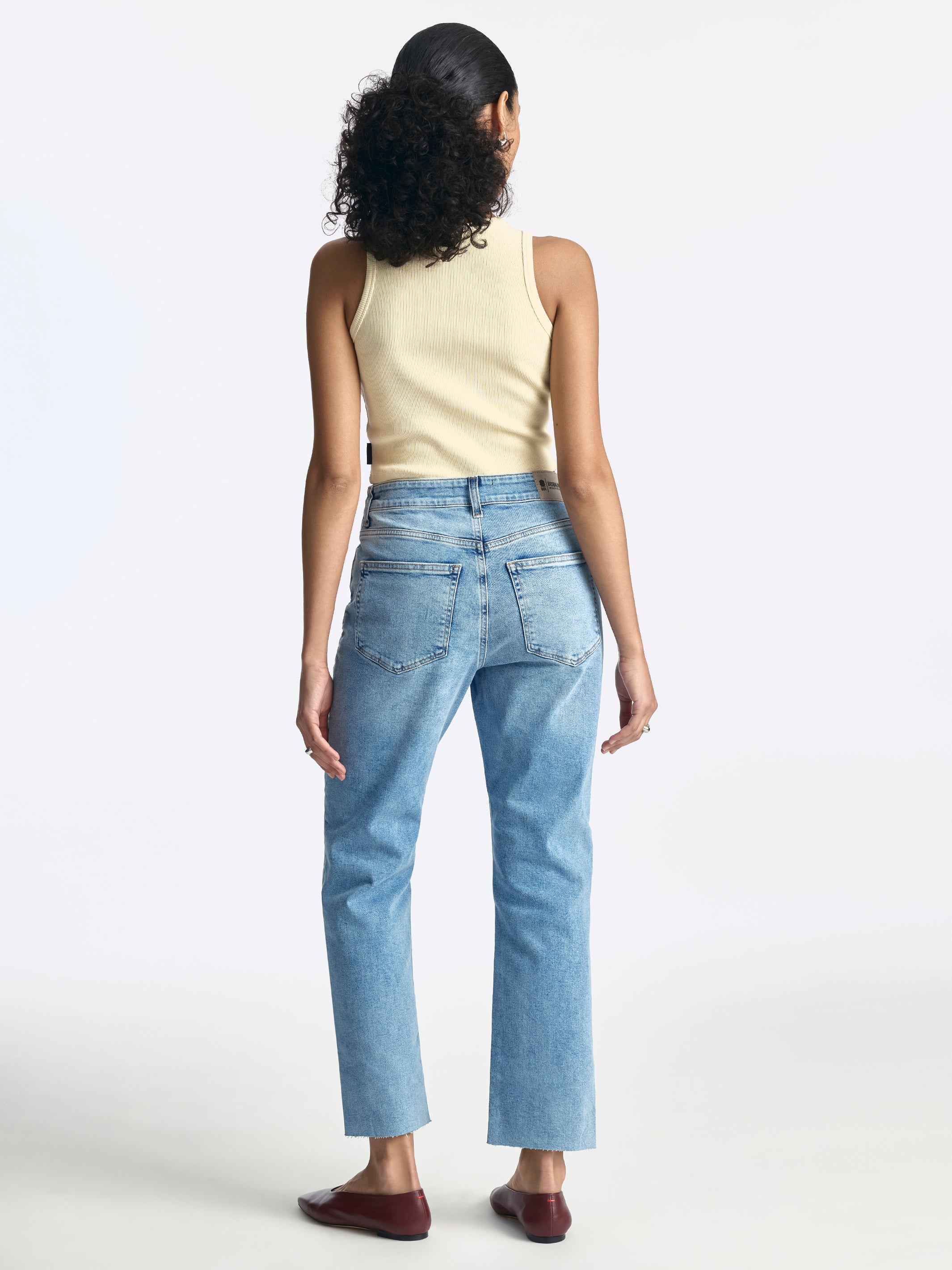 Meadow High Rise Boyfriend Jeans in Mid Ripped Denim - BROOKLYN INDUSTRIES