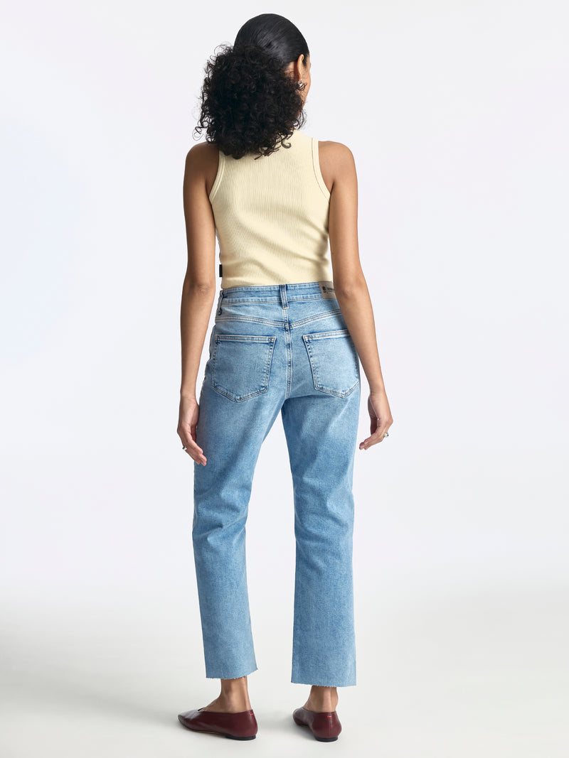Meadow High Rise Boyfriend Jeans in Mid Ripped Denim - BROOKLYN INDUSTRIES