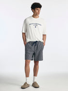 Men's Drawstring Striped Shorts in Indigo - BROOKLYN INDUSTRIES