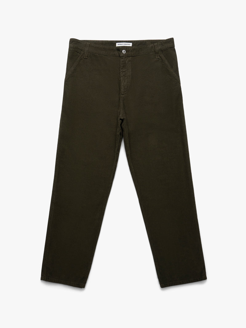 Men's Utility Pants In Dark Olive Cord