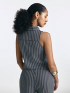 Women's Sleeveless Striped Shirt in Indigo Stripe - BROOKLYN INDUSTRIES