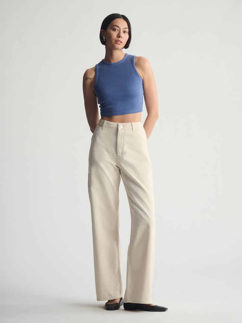 Women's Brooklyn Ribbed Crop Tank Top In Bijou Blue