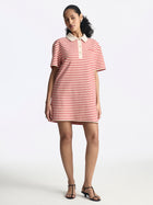 Women's Polo Striped Midi Dress in Goji Berry Stripe - BROOKLYN INDUSTRIES