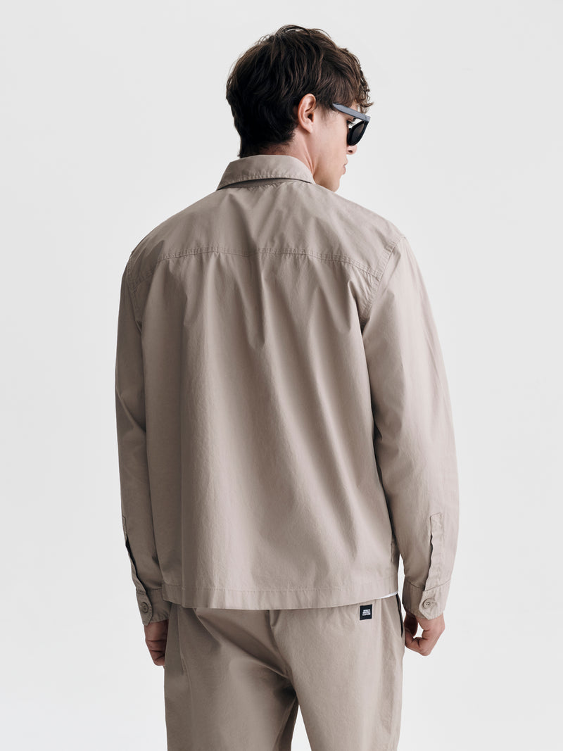 Men's Oversized Zip-Up Overshirt in Shiitake - BROOKLYN INDUSTRIES