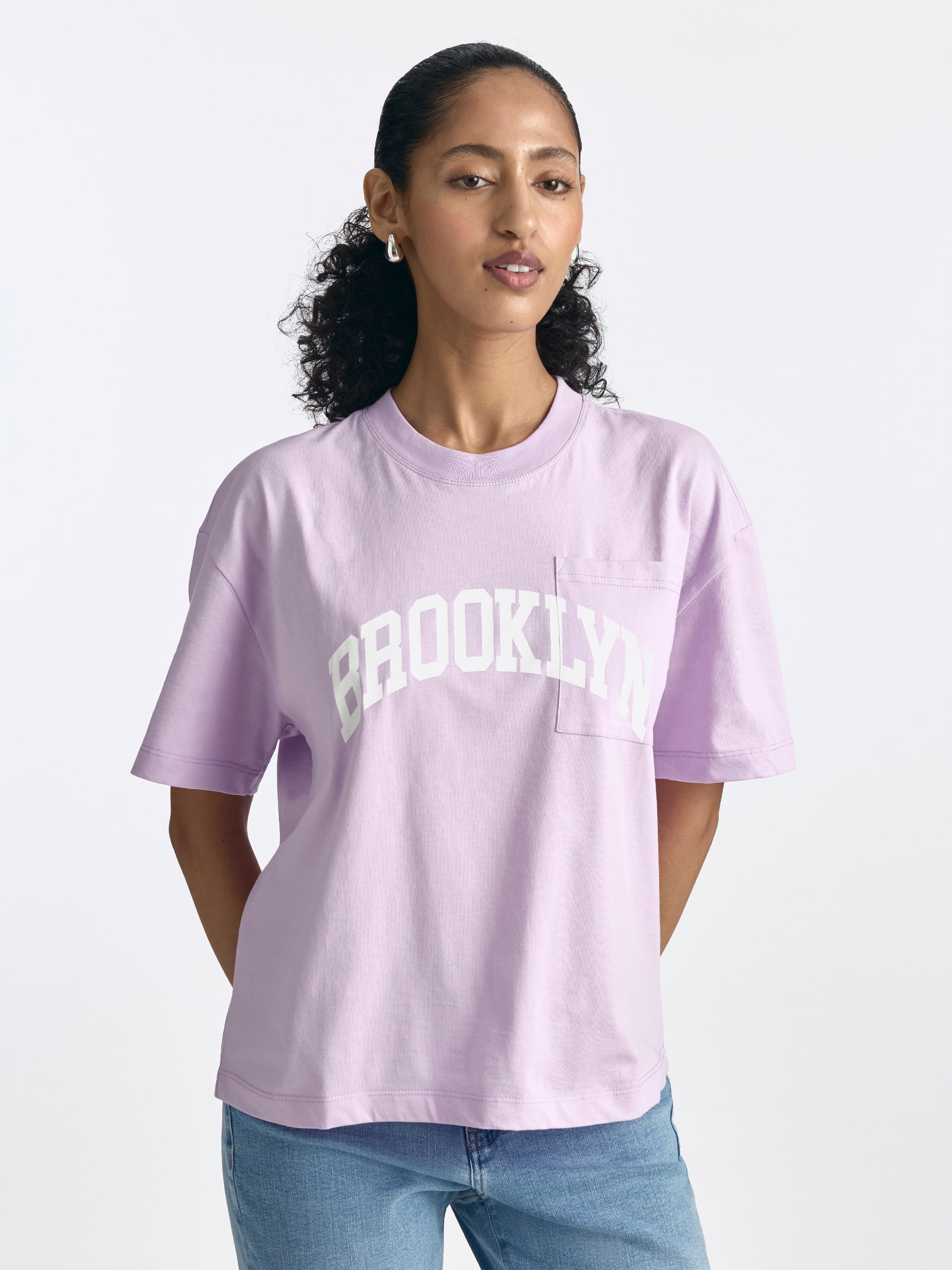Women's Brooklyn Pocket T-Shirt in Orchid Bloom - BROOKLYN INDUSTRIES