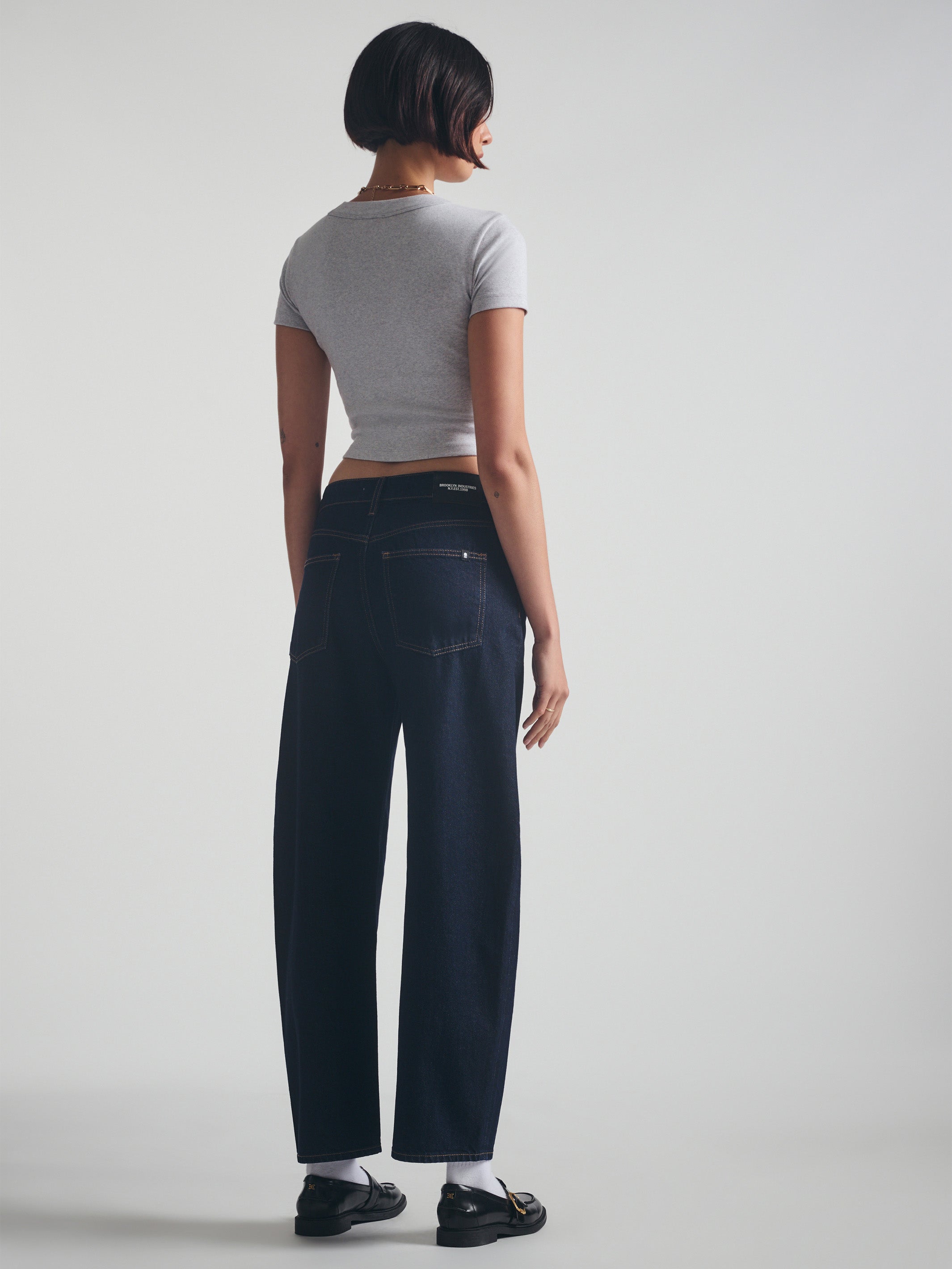 Women's Ribbed Cropped T-Shirt in Light Grey Melange - BROOKLYN INDUSTRIES